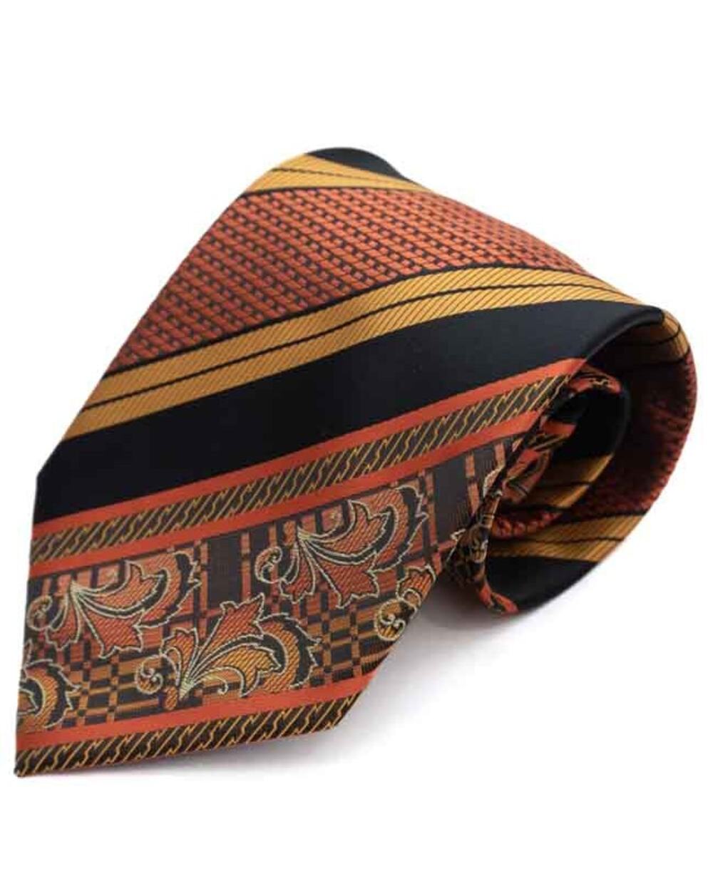 Vintage Avanti Uomo Orange Black Striped 60's 70's Retro Necktie